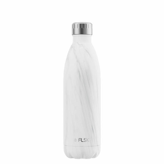 FLSK drinking bottle White Marble, insulated bottle, thermos flask, bottle, stainless steel, marble look, 750 ml, 1010-0750-0018