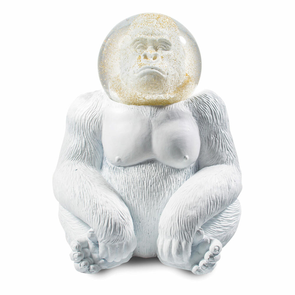 Donkey Products Summerglobe The Gorilla, glitter ball, decorative ball, ball for decoration, glass / polyresin, white / gold, H 15 cm, 330450