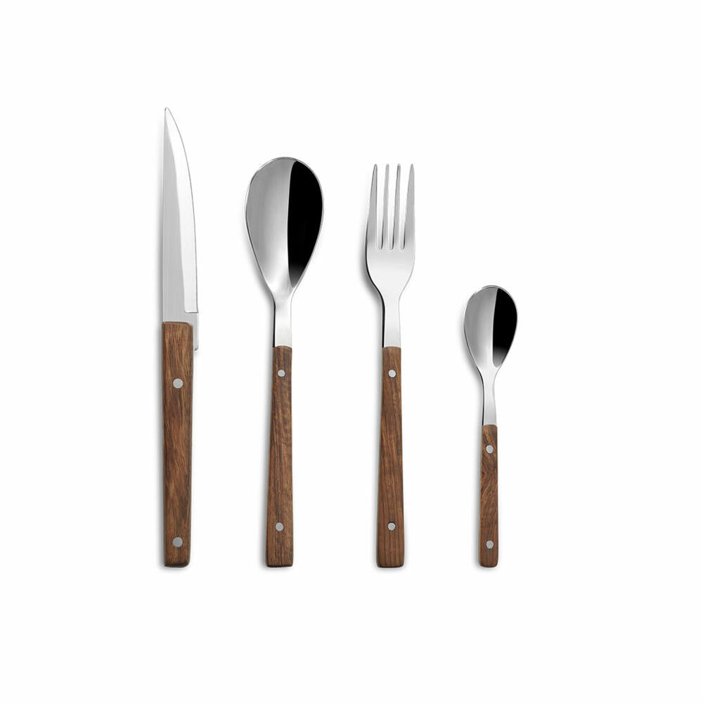 Comas Rosewood cutlery set 24 pcs., table cutlery with wooden handles, 18/10 stainless steel, rosewood wood, mirror finish, 6673