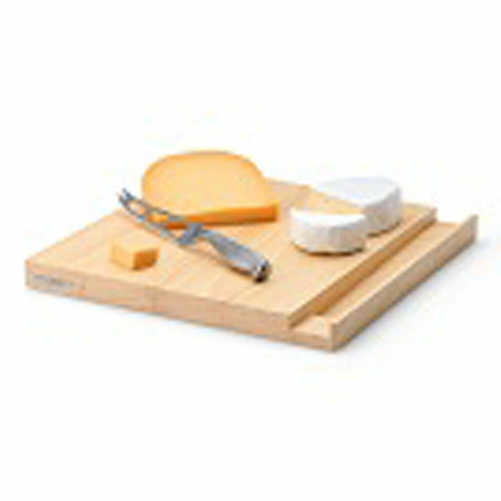 Continenta cheese board with knife, cutting board, cheese knife, rubberwood / stainless steel, 30 x 30 cm, 3222