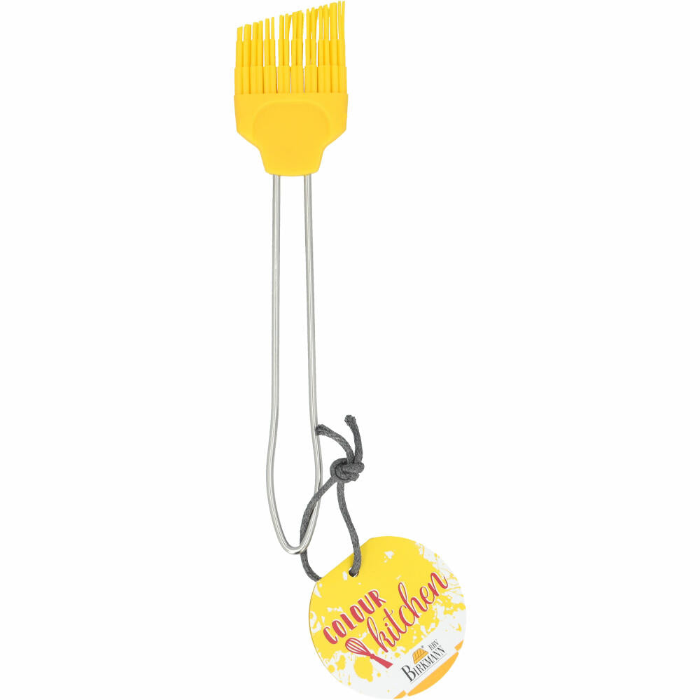 Birkmann Colour Kitchen Silikonpinsel Groß, Backpinsel, Silikonkopf mit Edelstahlgriff, Gelb, 4 cm, 422803