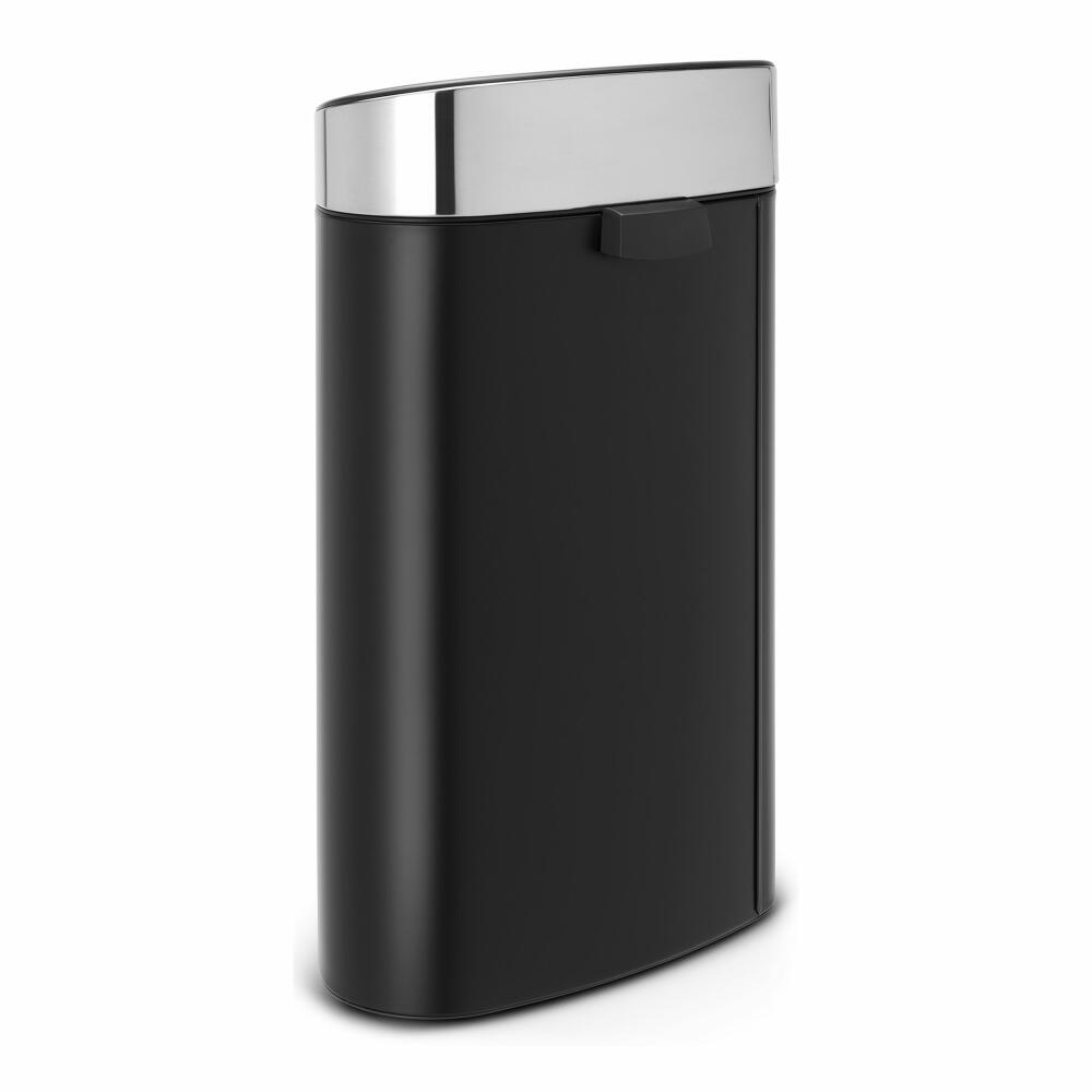 Brabantia Touch Bin, Mülleimer, Abfalleimer, Abfallbehälter, Matt Black, Deckel in Matt Steel, Stahlmatt, Fingerprint Proof, 40 L, 114847