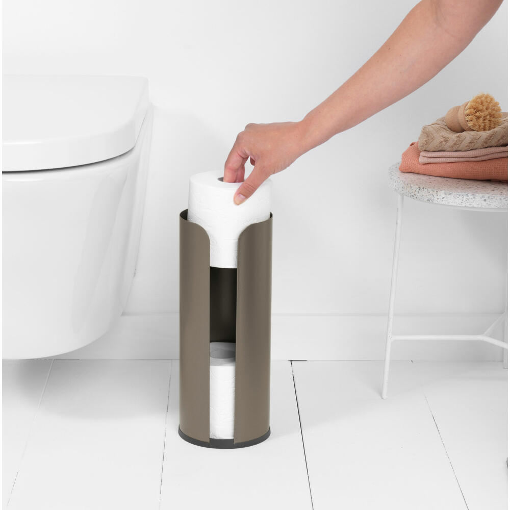 Brabantia Toilettenrollen-Spender ReNew, Stahl, Kunststoff, Platinum, für 3 Rollen, 280542