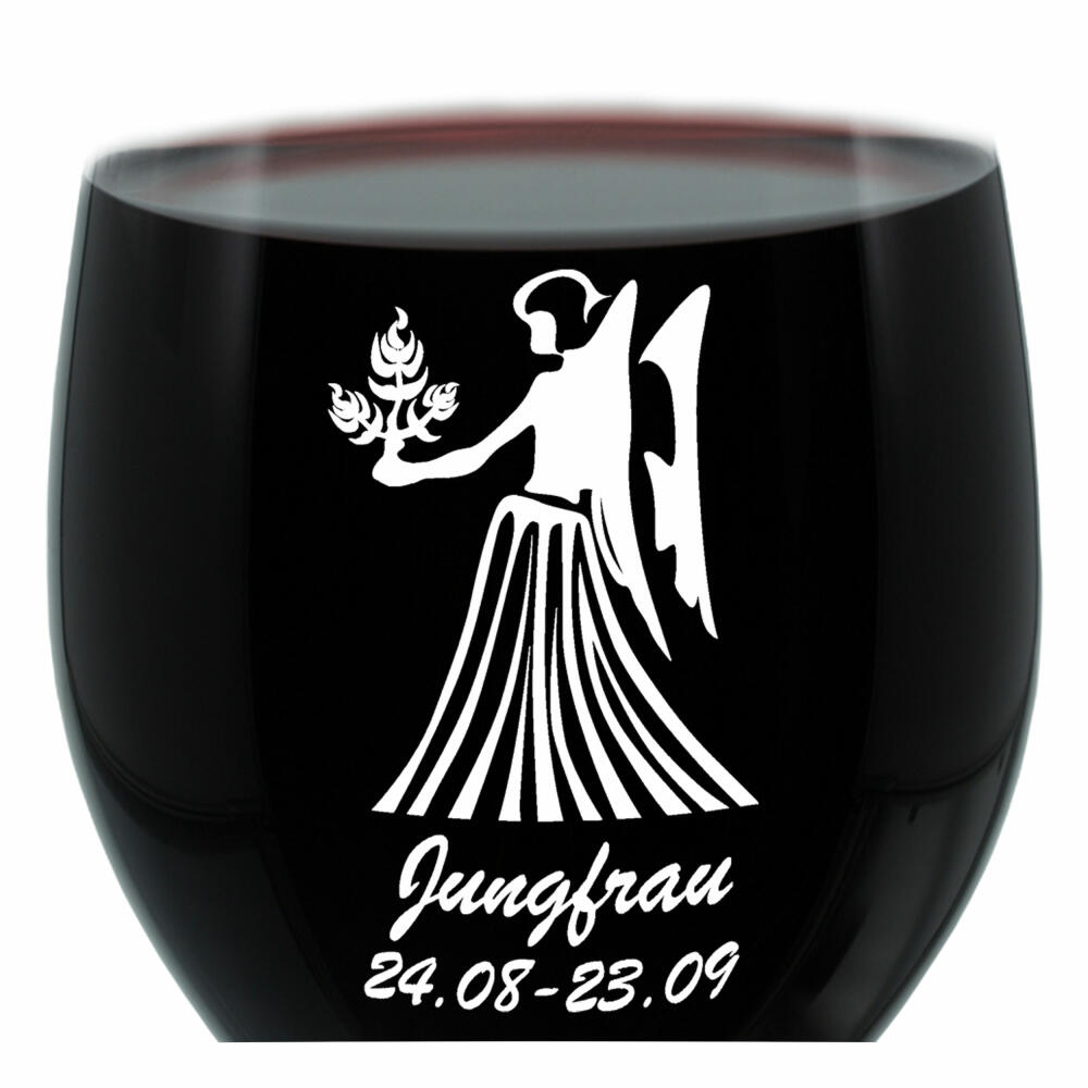 Leonardo Weinglas 400 ml, Motivglas, Sternzeichen Jungfrau, Geschenk, Stimmungsglas mit Gravur, Moodglas, 22 cm