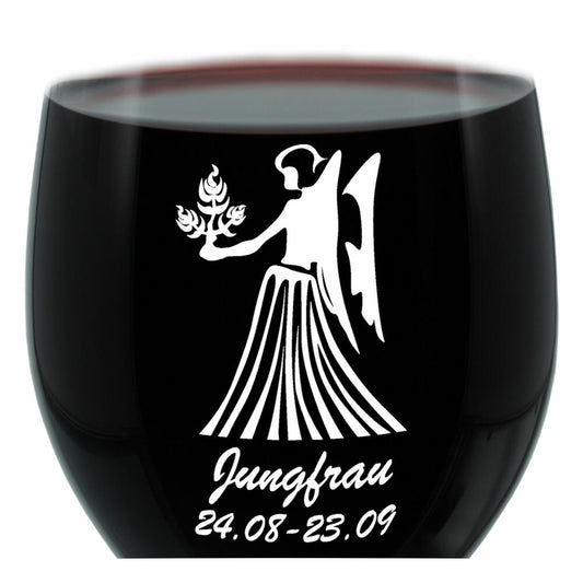 Leonardo Weinglas 400 ml, Motivglas, Sternzeichen Jungfrau, Geschenk, Stimmungsglas mit Gravur, Moodglas, 22 cm