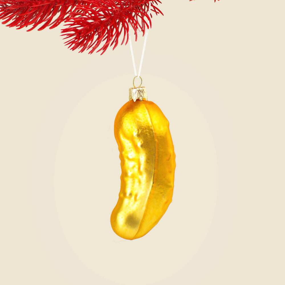 Donkey Products Christmas Pickle, Tree Decoration, Christmas Tree Decoration, Decoration, Glass, Yellow, 3 x 3 x 11 cm, 300988