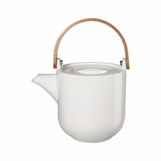 ASA Selection coppa yuki teapot with wooden handle, tea pot, porcelain pot, porcelain, white glossy, 600 ml, 19371017