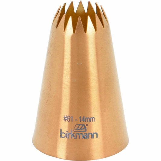 Birkmann French star nozzle No.61, piping nozzle, decorating nozzle, baking accessories, stainless steel, copper-colored, Ø 14 mm, 409255