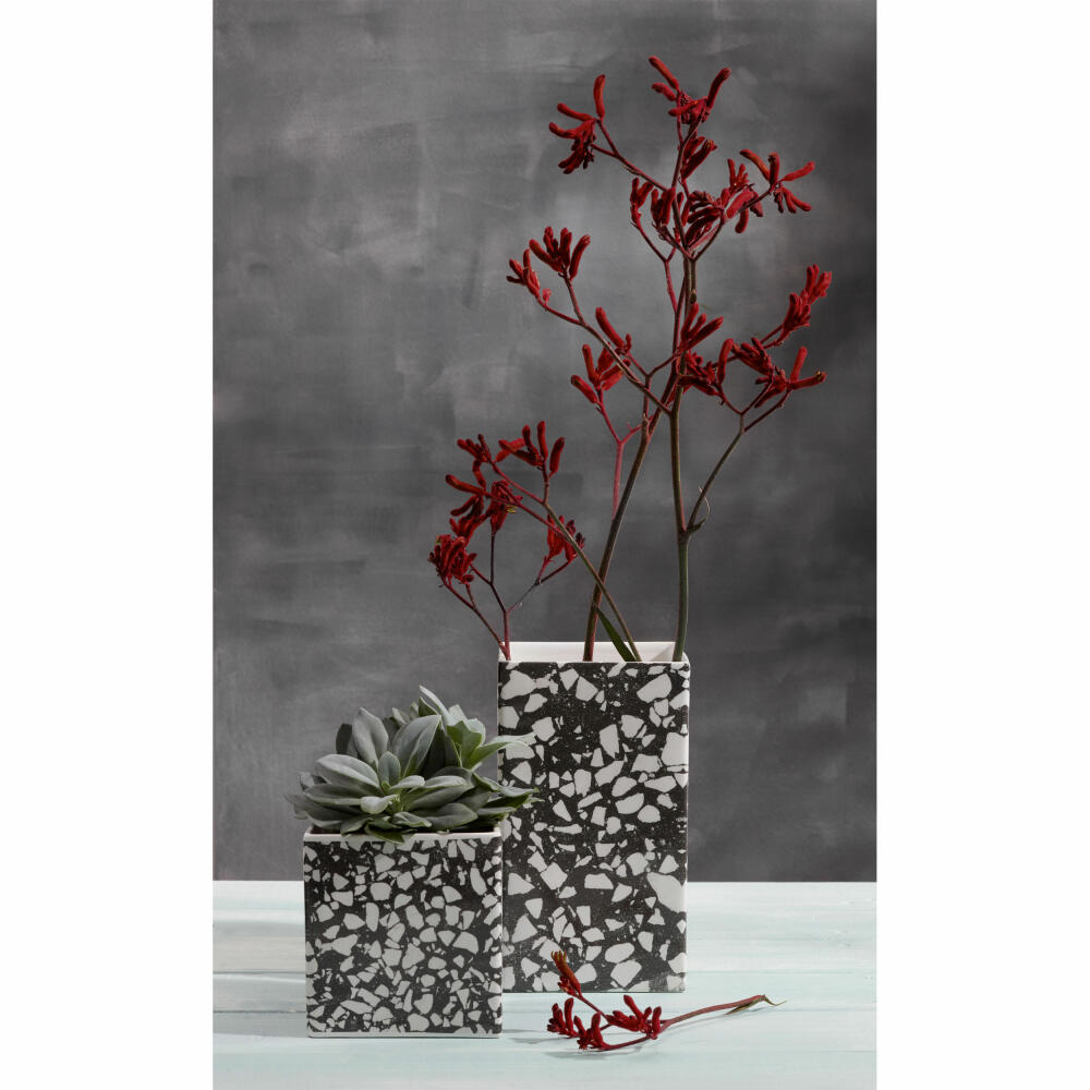 ASA Selection Quadro Terrazzo Vase, Blumenvase, Dekovase, Steingut, H 21 cm, 4606106