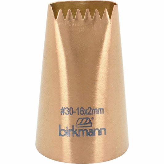 Birkmann star ribbon nozzle No.30, piping nozzle, decorating nozzle, baking accessories, stainless steel, copper-colored, 16 x 2 mm, 409224