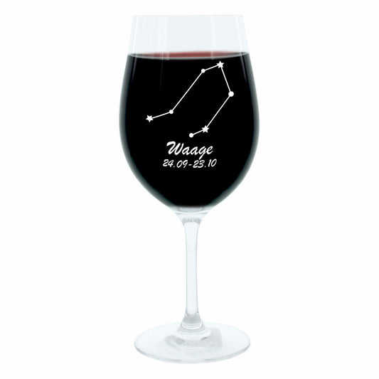 Leonardo Weinglas 400 ml, Motivglas, Sternbild Waage, Geschenk, Stimmungsglas mit Gravur, Moodglas, 22 cm
