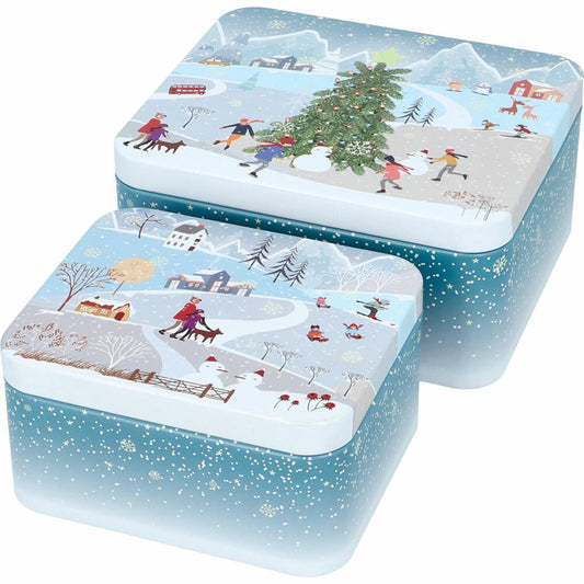 Birkmann biscuit tin set Winter Wonderland, 2-piece, size S+M, cookie tin, biscuit tin, tinplate, 433588