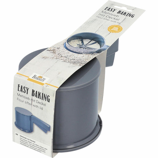 Birkmann Easy Baking Mehlsieb mit Deckel, Sieb, Küchensieb, Einhandsieb, Schüttelsieb, Kunststoff, Dunkelgrau, Ø 10 cm, 429659