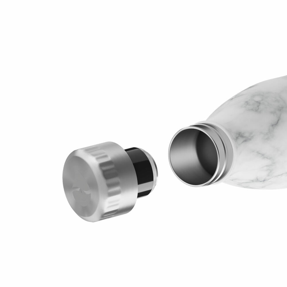 FLSK drinking bottle White Marble, insulated bottle, thermos flask, bottle, stainless steel, marble look, 750 ml, 1010-0750-0018