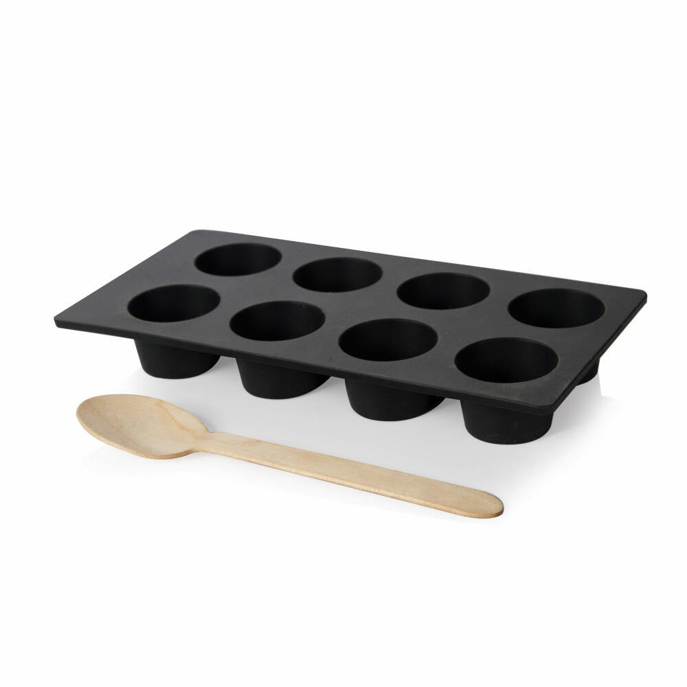 Boska Chocowares Choco Löffel Starter-Set, 9-tlg., Schokoladenlöffel, Dessertlöffel, Kakaolöffel, Silikon, Schwarz, 20 cm, 320407