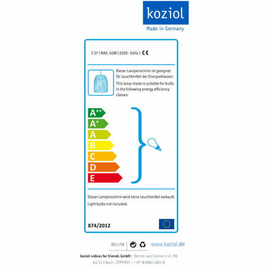 Koziol Pendel für Lampenschirm, Pendellampe, Pendelleuchte, Hängelampe, E27, White / Red / White, 2 m, 1993100