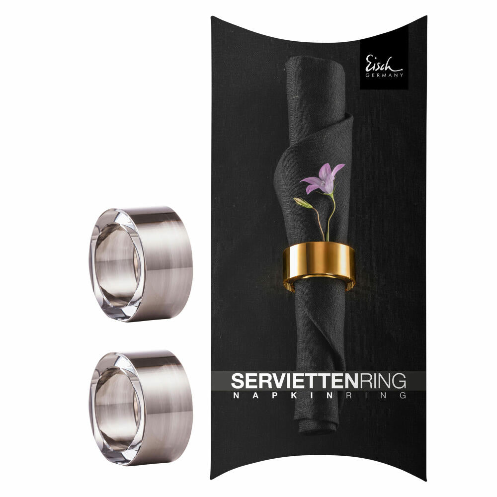 Eisch Serviettenring 2er Set Platin, Serviettenhalter, Glas, platn, 50 mm, 77290502