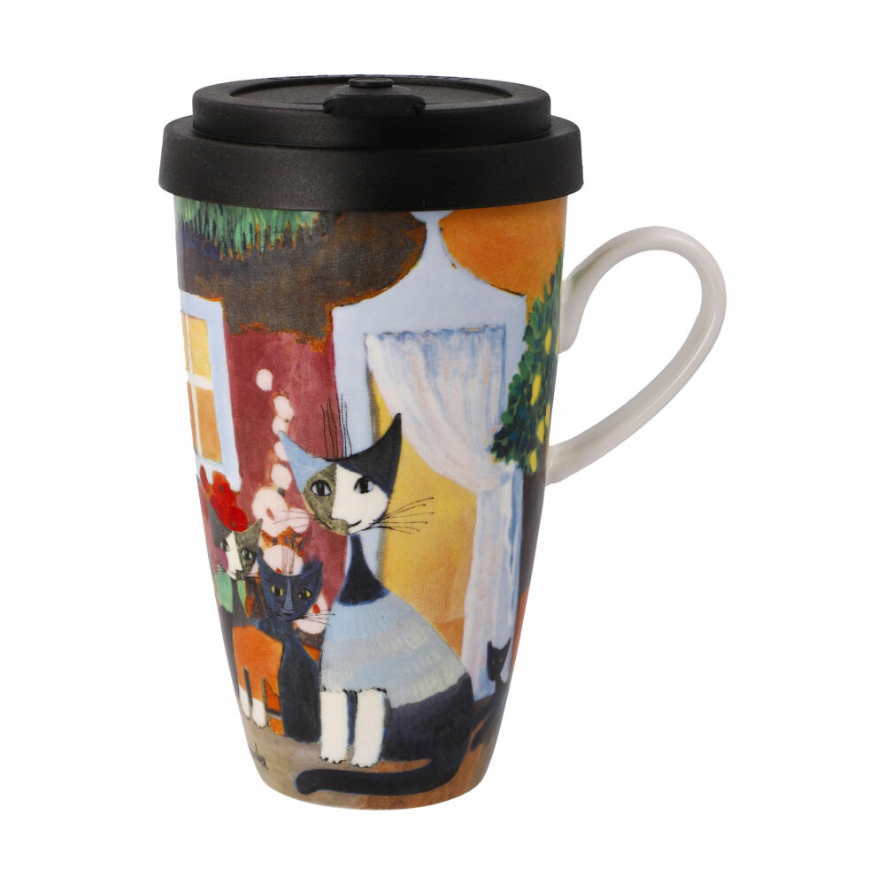 Goebel Künstlertasse mit Deckel Rosina Wachtmeister - Una bellissima giornata, Fine Bone China, Bunt, 0.5 L, 66861241