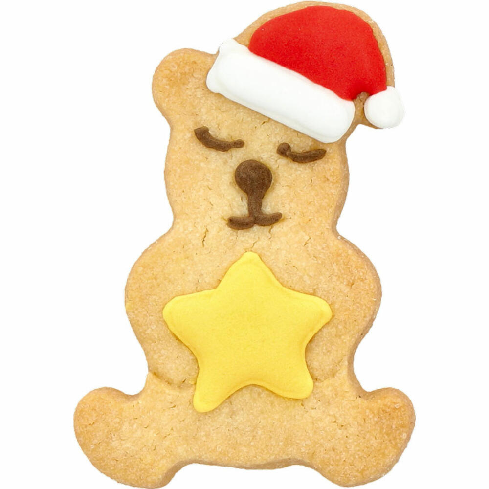 Birkmann cookie cutter Christmas teddy bear with star, cookie cutter, cookie mold, biscuit, cookies, stainless steel, 7 cm, 189867