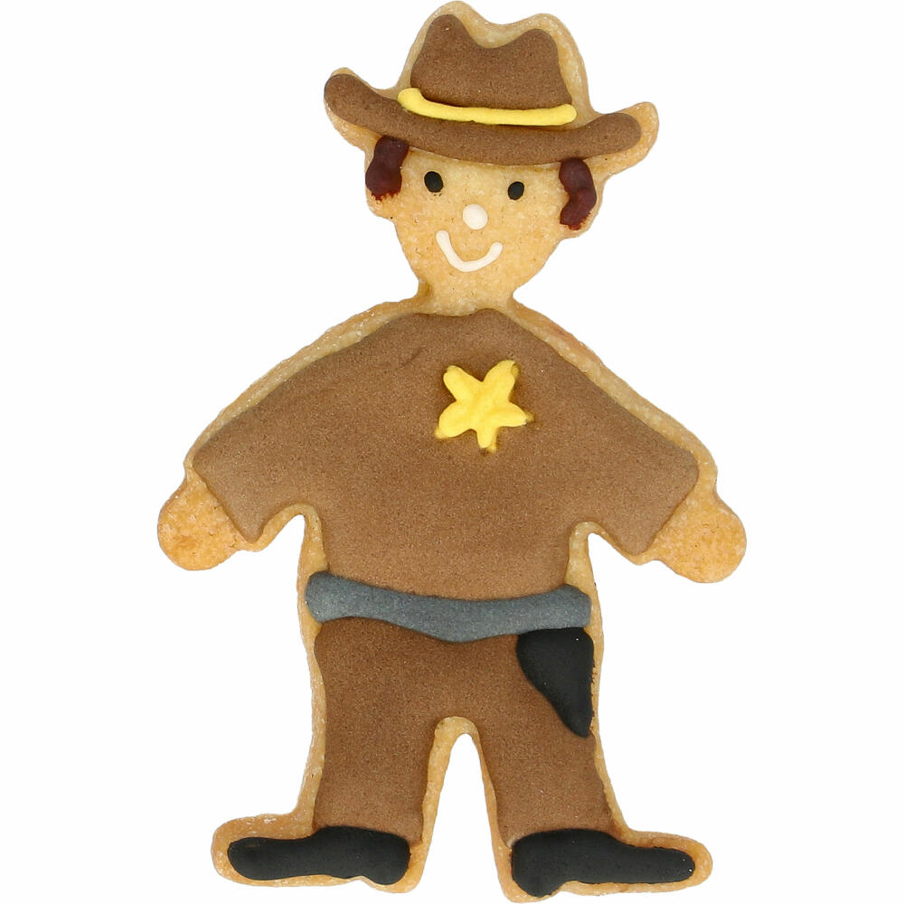 Birkmann Cowboy cookie cutter, with internal embossing, cookie cutter, cookie shape, biscuit, cookies, stainless steel, 8 cm, 199293