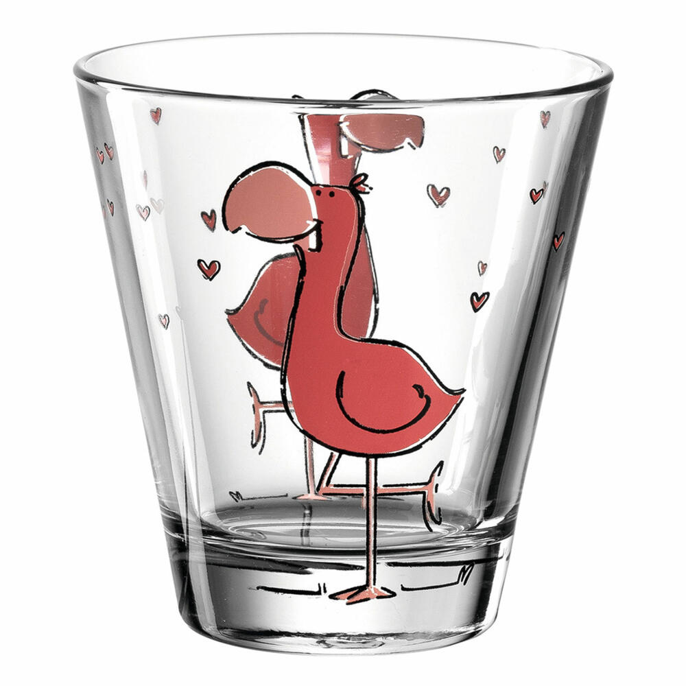 Leonardo drinking glass BAMBINI Flamingo, children's glass, glass, soda-lime glass, multicolored, 120 ml, 017904