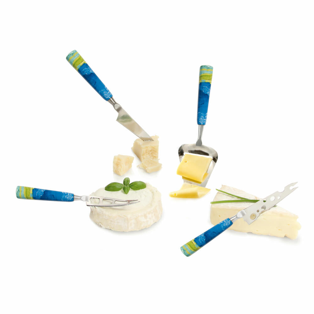 Boska cheese knife set Mini Van Gogh - Wheatfield, 4-piece, cheese knife, cheese slicer, ceramic, stainless steel, silver, 854004