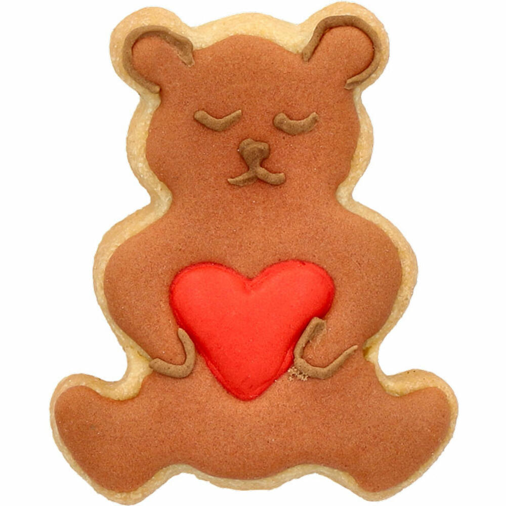 Birkmann cookie cutter teddy bear with heart, cookie cutter, cookie shape, biscuit, biscuits, stainless steel, 6 cm, 189881