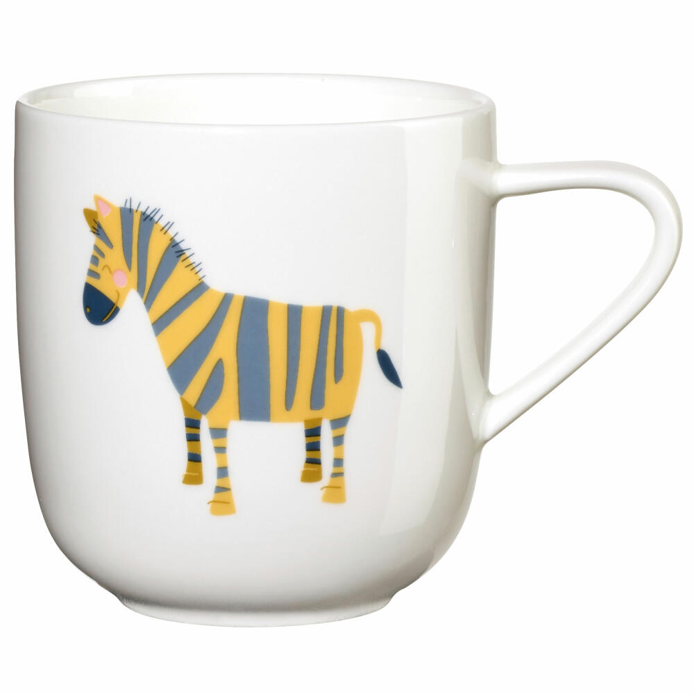 ASA Selection kids Henkelbecher Zebra Zoe, Henkel Becher, Tasse, Teetasse, Fine Bone China, Weiß Glänzend, 250 ml, 38070314