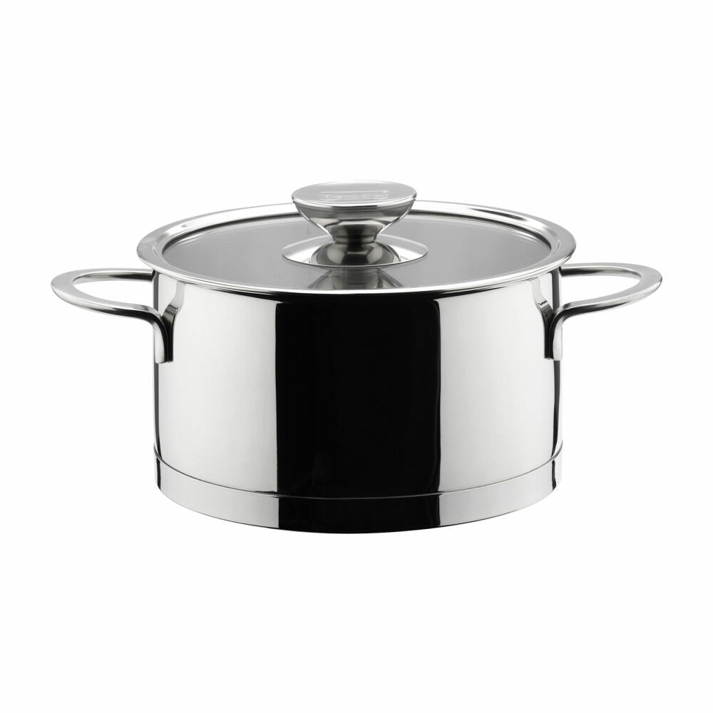 Berndes cooking pot set Millesima 4-piece with glass lids, pots, saucepan, stainless steel, silver, 066105