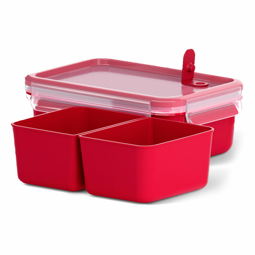 Emsa Clip &amp; Micro microwave container, freezer container, container, freshness box, clip box, plastic, red, 1 L, 517774