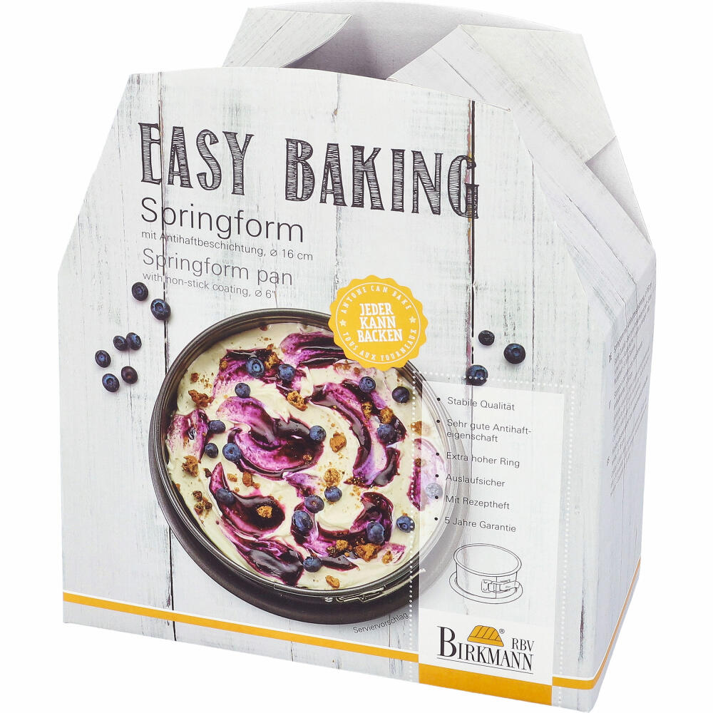 Birkmann Easy Baking Springform, Baking Pan, Cake Pan, Cake Pan, Carbon Steel, Ø 16 cm, 881655