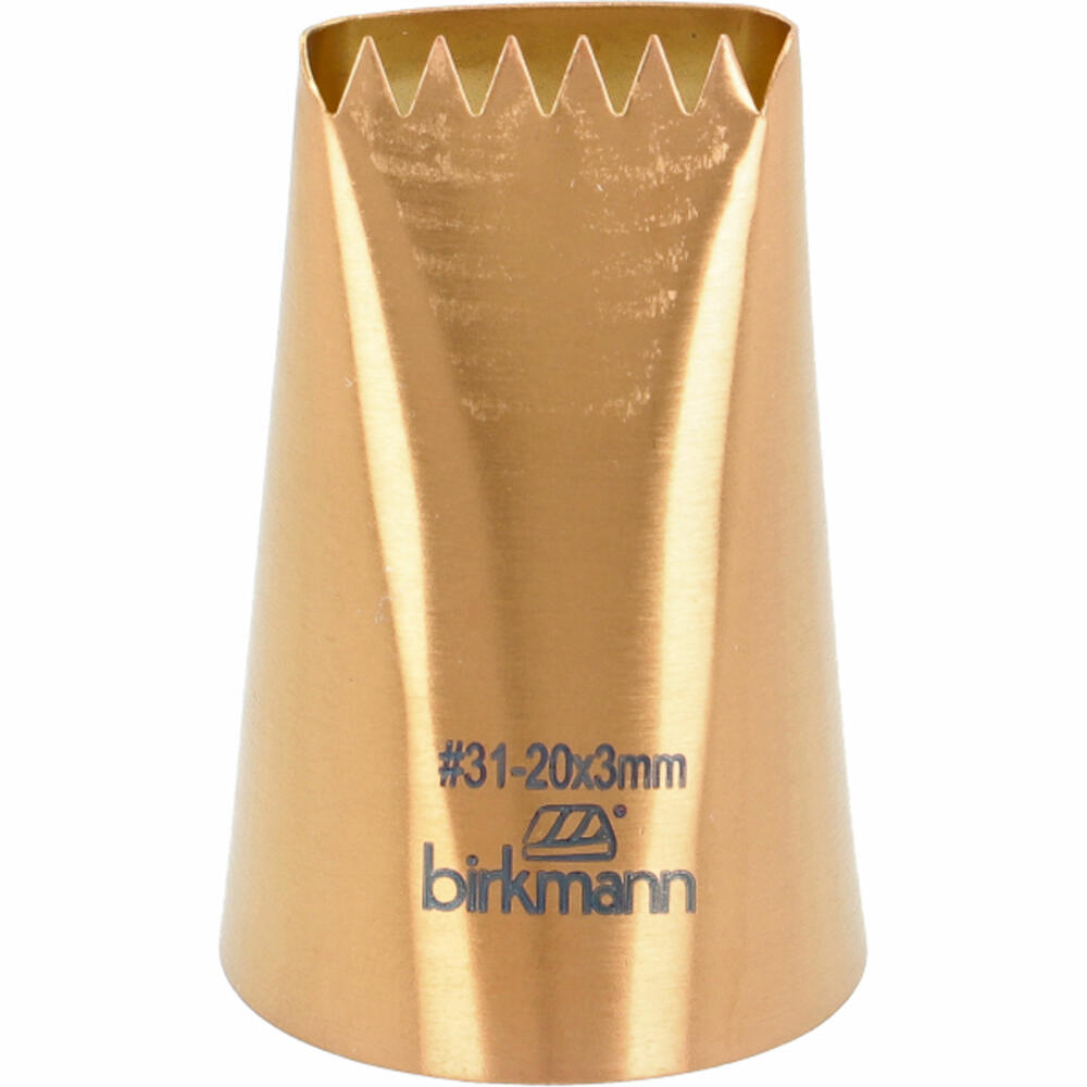 Birkmann star ribbon nozzle No.31, piping nozzle, decorating nozzle, baking accessories, stainless steel, copper-colored, 20 x 3 mm, 409231