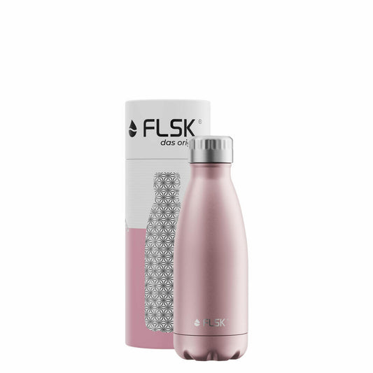 FLSK drinking bottle rose gold, insulated bottle, thermos flask, bottle, stainless steel, 350 ml, 1010-0350-0011