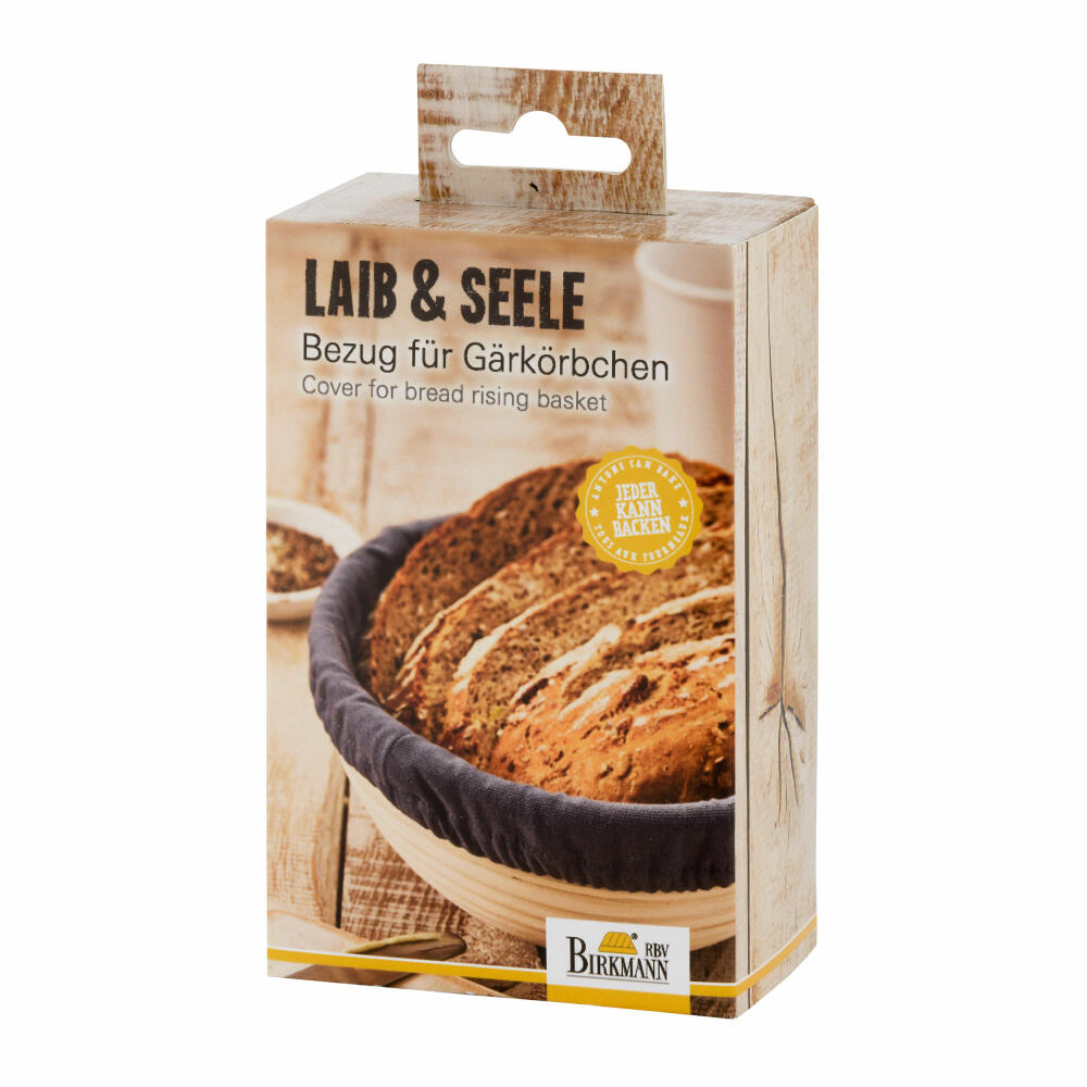 Birkmann Bezug für Gärkörbchen rund, klein, passend für Artikel 208964, Körbchenbezug, Baumwolle, Schwarz, 700727