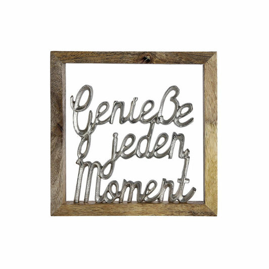 Gilde Holz Rahmen Enjoy every moment, wall picture, decoration, aluminum / mango wood, 20 x 20 cm, 46883