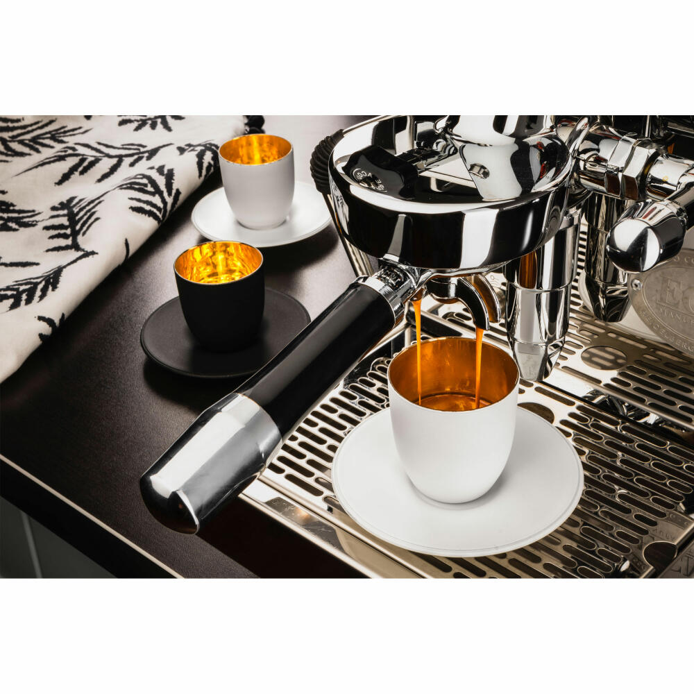 Eisch espresso glass with coaster Cosmo Pure White, crystal glass, gold, pure white, 100 ml, 77410906
