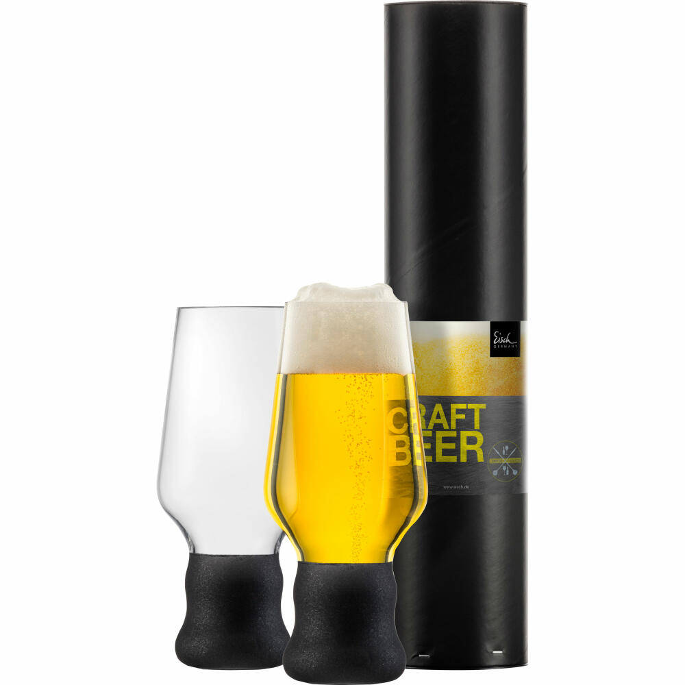 Eisch Becher Craft Beer Experts, set of 2, craft beer, beer glass, crystal glass, transparent / black, 450 ml, 30020372