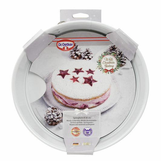 Dr. Oetker Springform White Christmas Baking 26 cm, Backform, Kuchenform, Stahlblech, Weiß, 1394