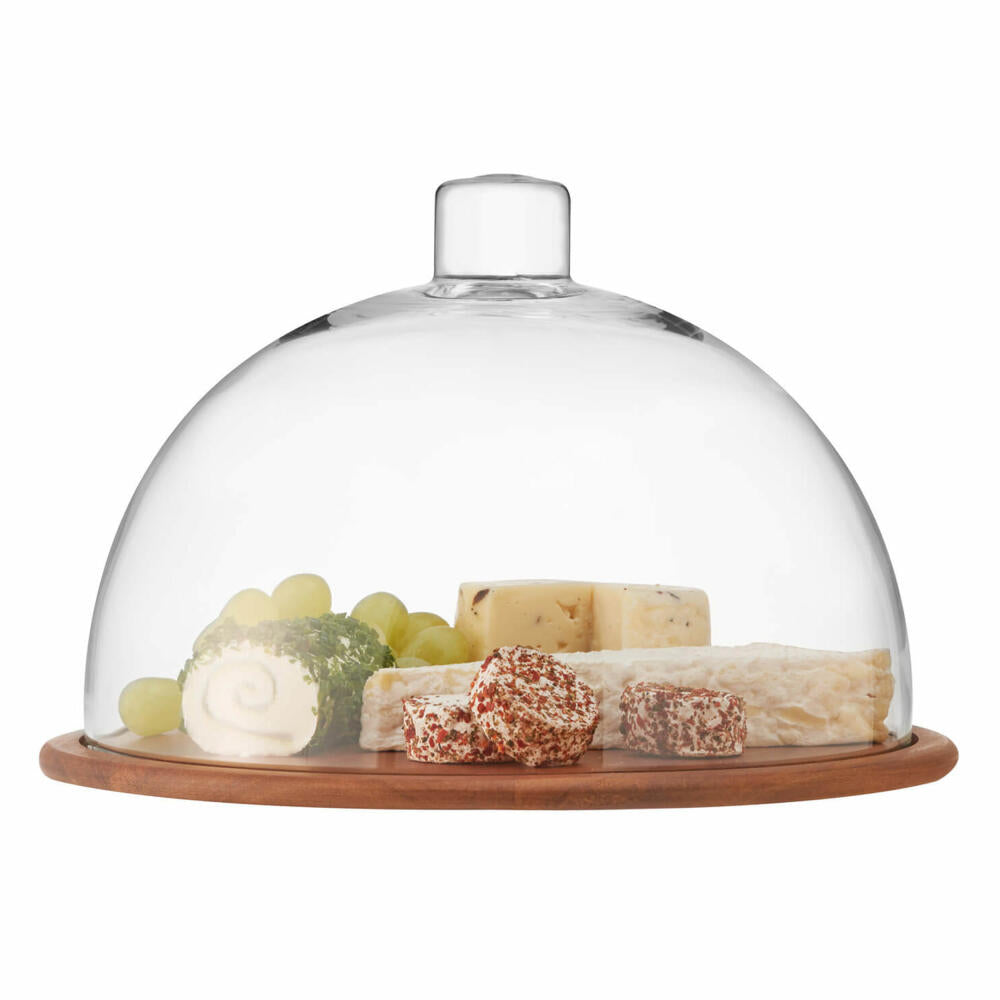 Leonardo wooden cheese platter with glass dome CUCINA 2-piece, cheese platter, cheese dome, glass, wood, clear, 018519