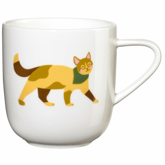 ASA Selection kids Henkelbecher Kater Kasimir, Henkel Becher, Tasse, Teetasse, Fine Bone China, Weiß Glänzend, 250 ml, 38066314