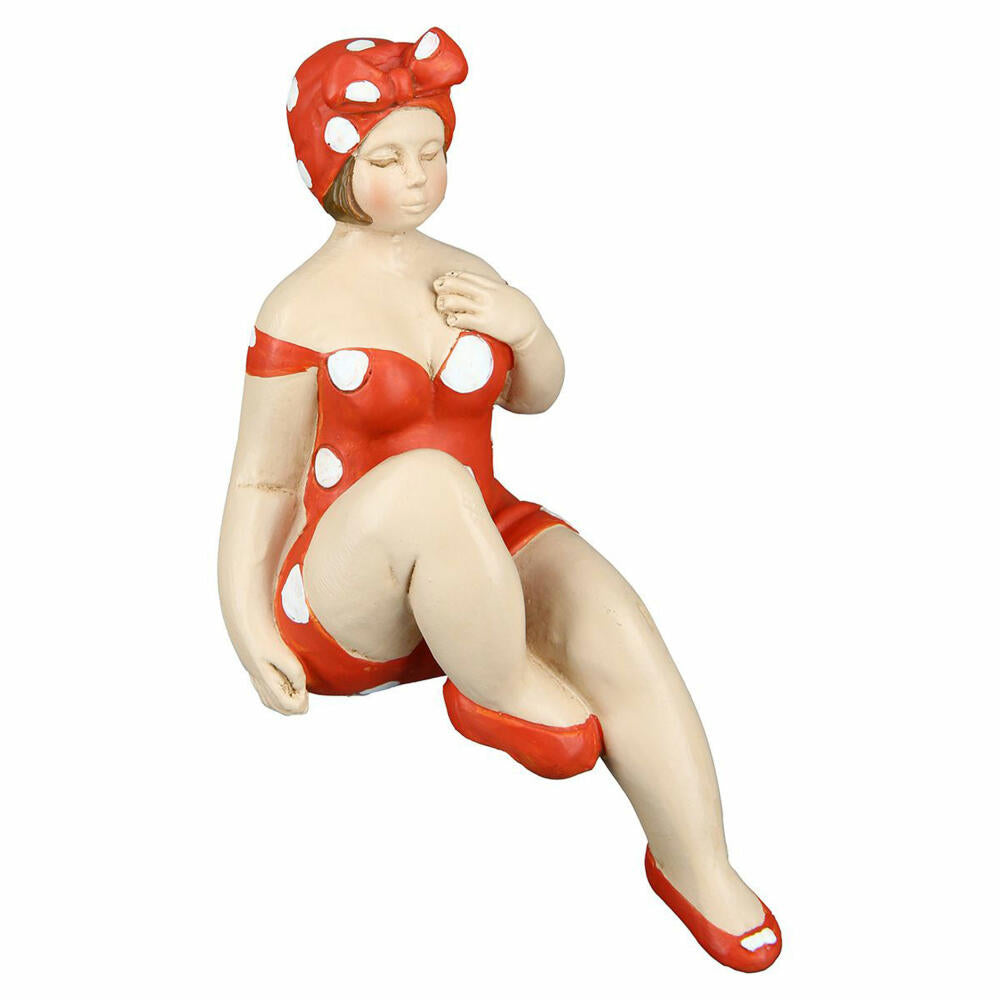 Gilde Poly Figure Becky, set of 2, edge sitter, decorative figure, decoration, synthetic resin, red / white, 37056