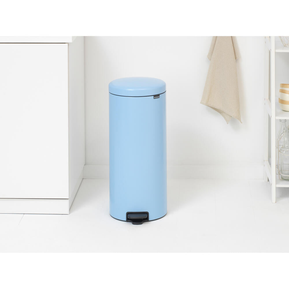 Brabantia NewIcon Pedal Bin, Trash can, Waste bin, Steel, Dreamy Blue, 30 L, 202667