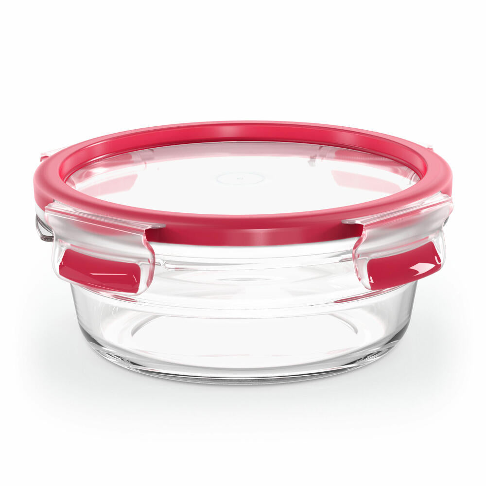 EMSA Clip &amp; Close GLASS food storage container, storage container, transparent / red, 0.6 L, N10403