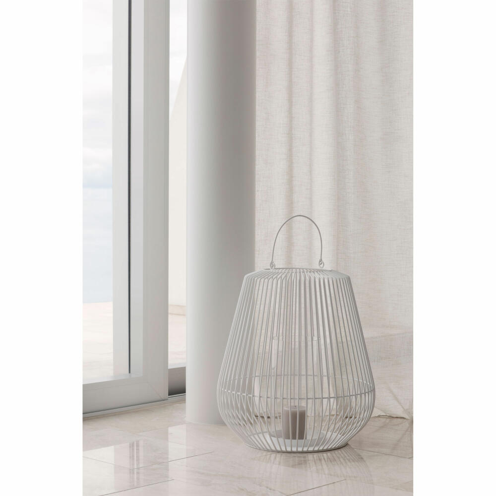 Blomus Nidea Laterne M, Windlicht, Indoor-Laterne, Kerzenhalter, Dekoration, Stahl / Glas, White / Weiß, H 76 cm, 66229