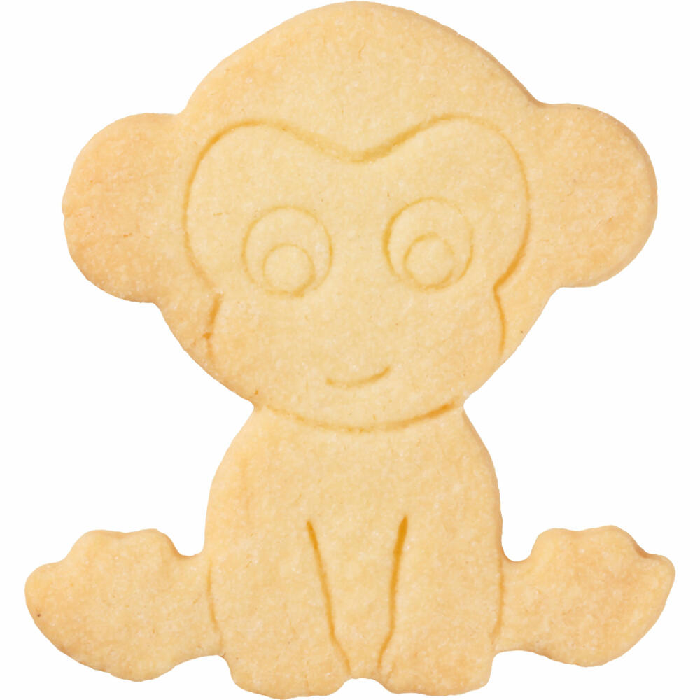 Birkmann cookie cutter monkey, with internal embossing, cookie cutter, cookie shape, biscuit, biscuits, stainless steel, 7 cm, 195646