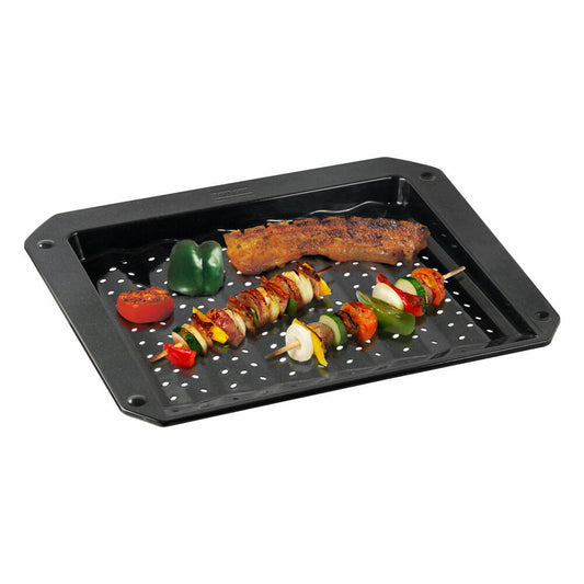 Zenker Special Cooking Grill- und Ofenblech Emaille, Backblech, Ofenschale, Ofen Blech, Gelocht, Stahlblech, Schwarz, L 38 cm, 7206