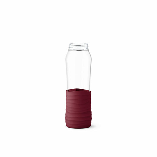 EMSA Drink2Go Glass drinking bottle, water bottle, bottle, glass / silicone, wine red, 0.7 L, N31007