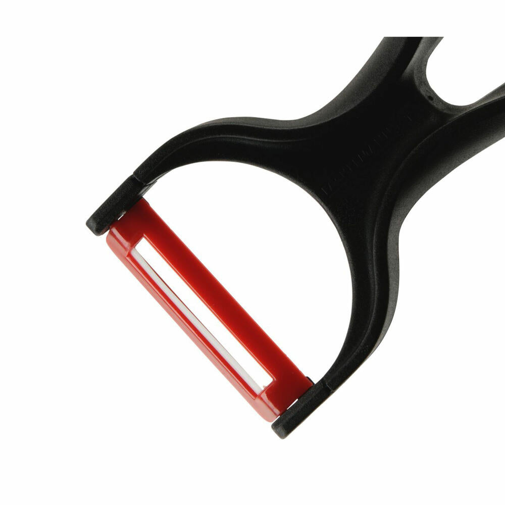 Fackelmann Ergonomic peeler, vegetable peeler, ceramic, PP, black, red, 13.5 cm, 41977