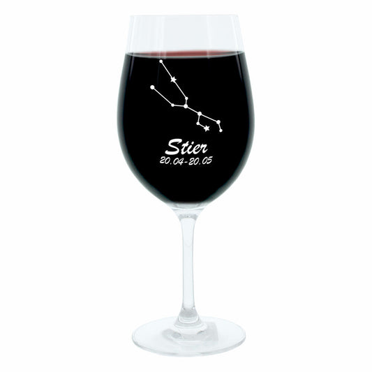 Leonardo Weinglas 400 ml, Motivglas, Sternbild Stier, Geschenk, Stimmungsglas mit Gravur, Moodglas, 22 cm