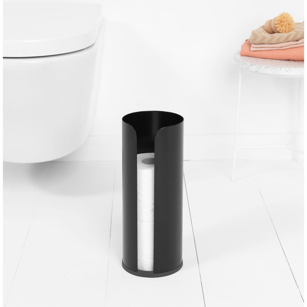 Brabantia Toilettenrollen-Spender ReNew, Stahl, Kunststoff, Matt Black, für 3 Rollen, 280504